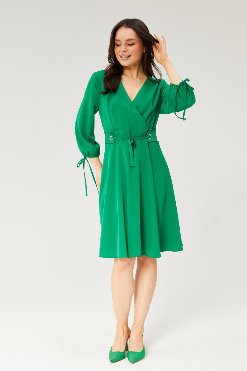 שמלת קוקטייל קצרה מעטפת - ירוק