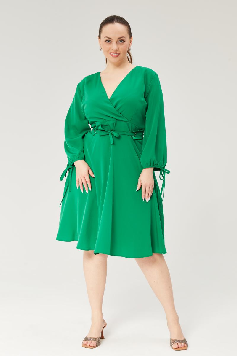 שמלת קוקטייל קצרה מעטפת פלאס - ירוק
