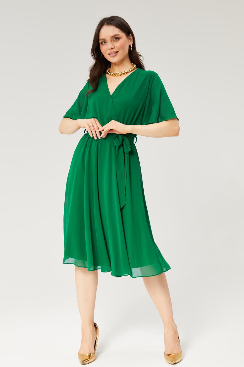 שמלת שיפון חלקה מעטפת - ירוק
